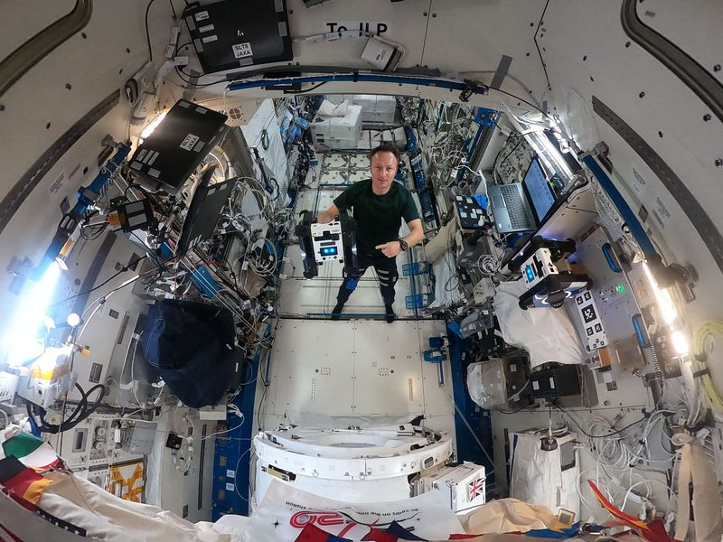 ESA astronaut Matthias Maurer inside the Kibo laboratory